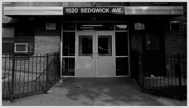 The front of the building where hip hop music was born, 1520 Sedgwick Avenue, Bronx, New York